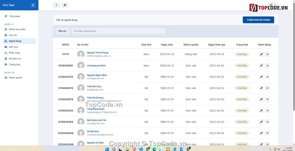 Quản lý sinh viên,trắc nghiệm php,thi php